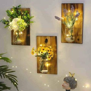 Wooden Wall with LED Fairy Lights