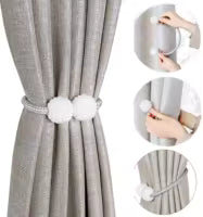 Magnetic Curtain Tiebacks with Pearl Beaded Design