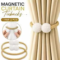 Magnetic Curtain Tiebacks with Pearl Beaded Design